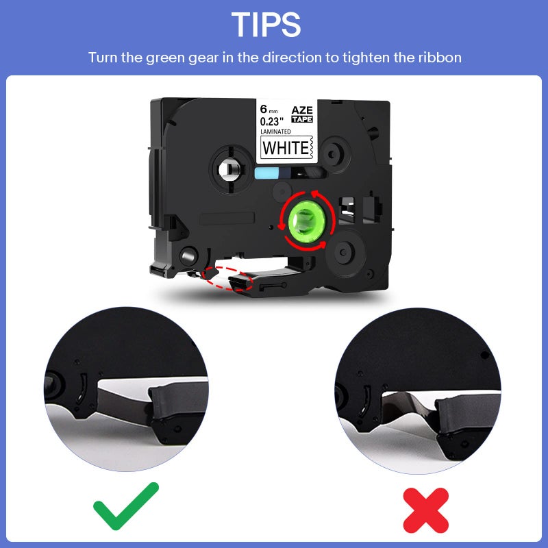 GREENCYCLE 2-Pack Compatible for Brother 1/4"" 0.23"" x 26.2ft Black on White AZE 211 TZe-211 TZe211 TZ211 Standard Laminated Label Tape for P Touch PT-D210 PTD400AD PT1230 PTH110 PT Cube Labeler - Image 4